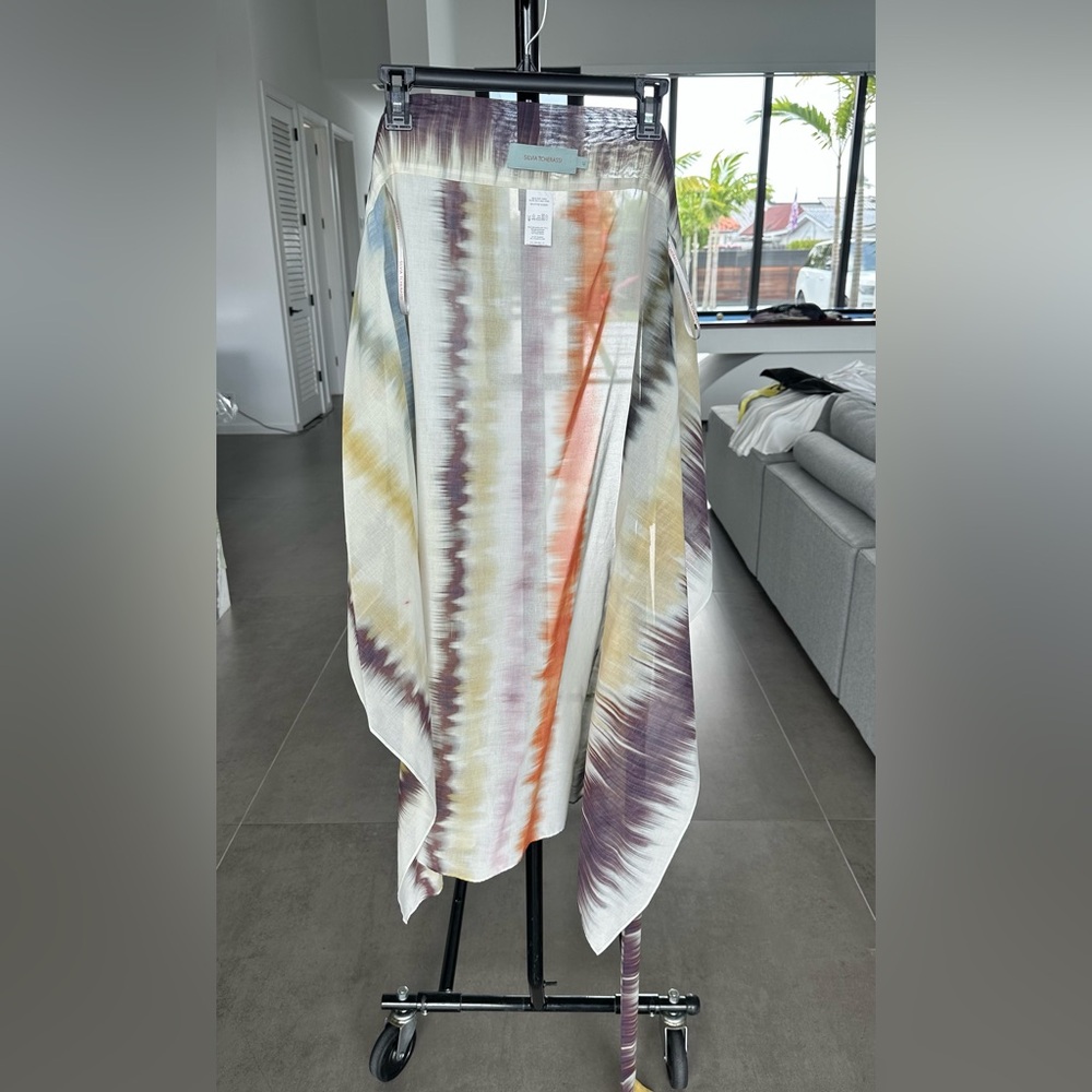 Silvia Tcherassi beach skirt  with Orange and Purple Stripes - Picture 3 of 5